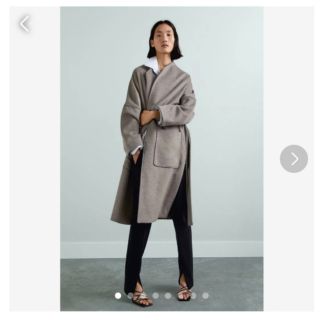 ザラ(ZARA)のオーバーサイズベルト付きウール混コート　ZARA(ロングコート)