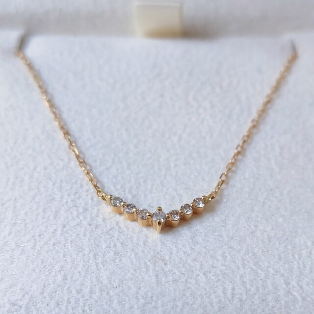 ダイヤモンド カーブライン ネックレス K18YG 0.10ct