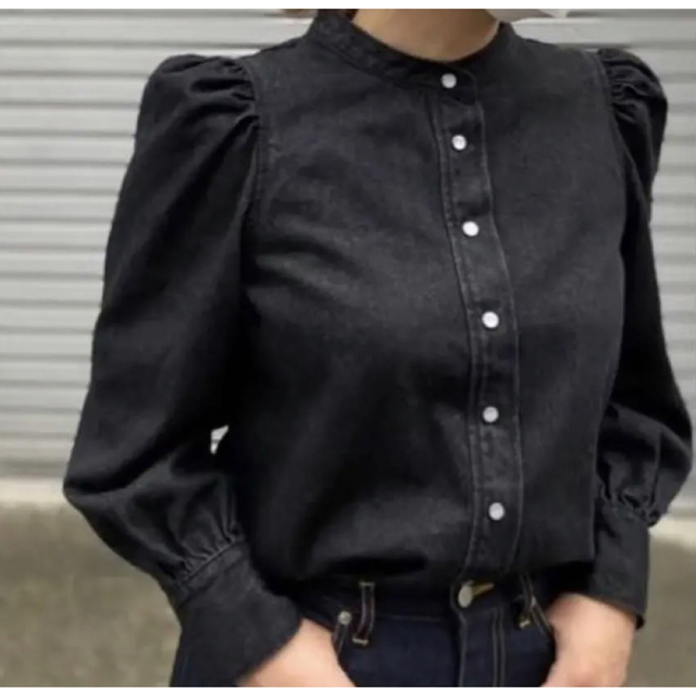 ameri デニムパフィーブラウス  denim poofy blouse