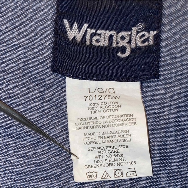 Wrangler(ラングラー)の《ラングラー》デニム ウエスタンシャツ L ブルー アメカジ 上質 刺繍 メンズのジャケット/アウター(Gジャン/デニムジャケット)の商品写真