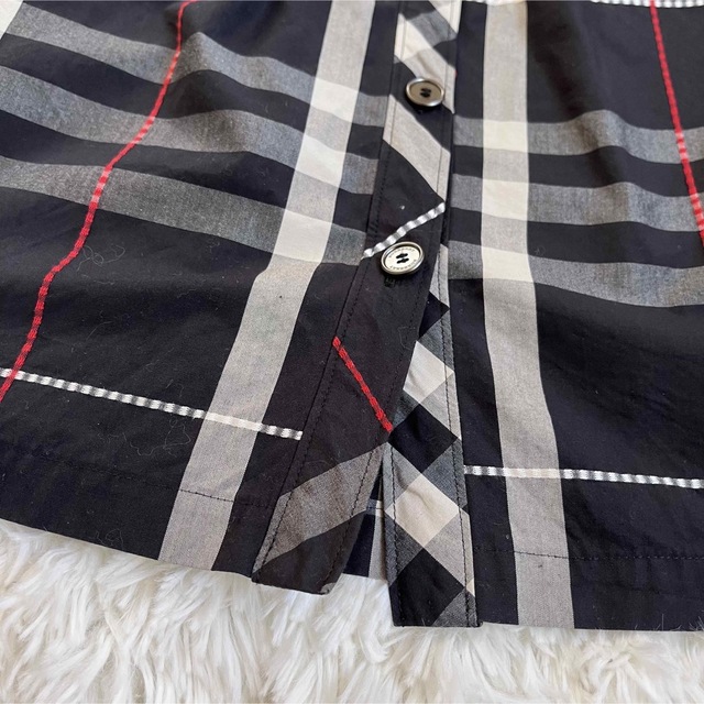 【美品】バーバリーロンドン　ノバチェックシャツワンピース　150サイズ　ブラック