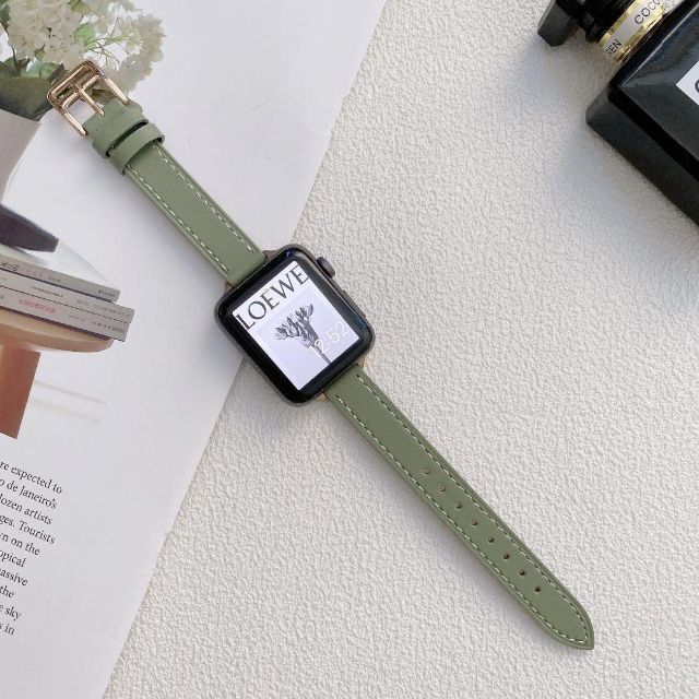 アップルウォッチ Applewatch レザーベルト 本革 グリーン バンド