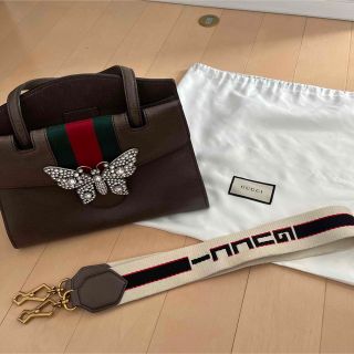 グッチ(Gucci)の希少　グッチ　GUCCIバッグ　トーテムバタフライビジュー　ハンドバッグブラウン(ハンドバッグ)