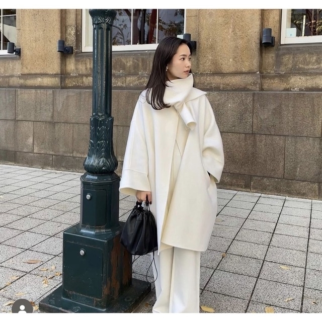 美品 スタニングルアー 21AW 黒 ストールポンチョコート ドゥロワー 0