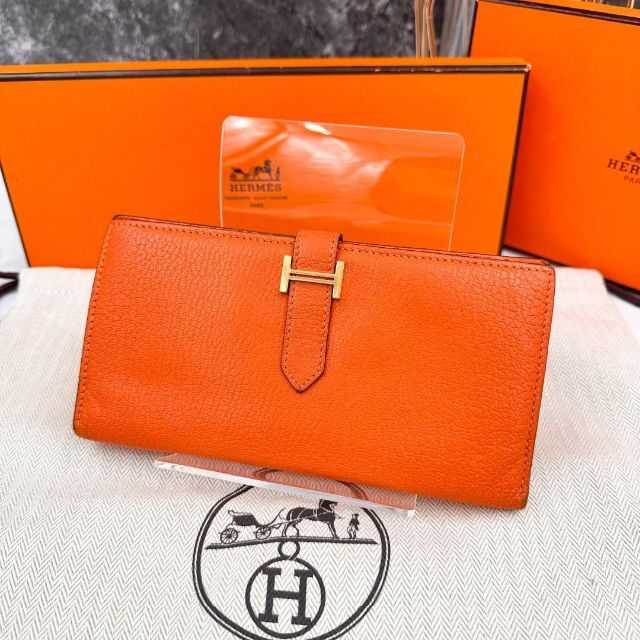 今年人気のブランド品や Hermes 二つ折り長財布 スフレ オレンジ べ 