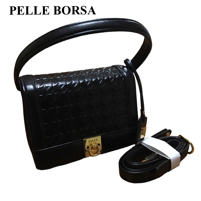 美品　PELLE BORSA ペレボルサ 2way バイカラー ショルダーバッグ