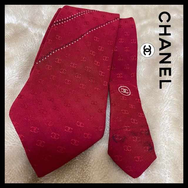 CHANEL(シャネル)のCHANEL シャネル　ココマーク　ネクタイ　ロゴ　ロゴネクタイ　レッド メンズのファッション小物(ネクタイ)の商品写真