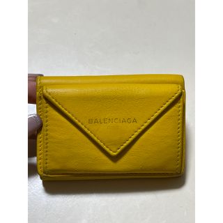 バレンシアガ(Balenciaga)の中古品 旧型 バレンシアガ ミニ財布 ペーパーミニウォレット イエロー 黄色(財布)