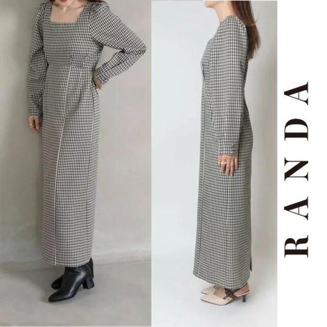 RANDA(ランダ)の【超美品】RANDA (ランダ) タックショルダーIラインワンピース レディースのワンピース(ロングワンピース/マキシワンピース)の商品写真