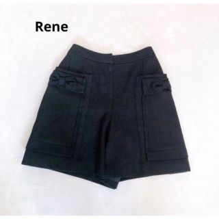 René - 美品 Rene ルネ リボン ハーフ パンツ キュロット ブラック 36 ...