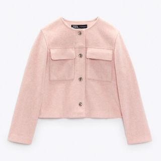 ザラ(ZARA)のZARA  ゴールドボタン クロップド ジャケット(ノーカラージャケット)