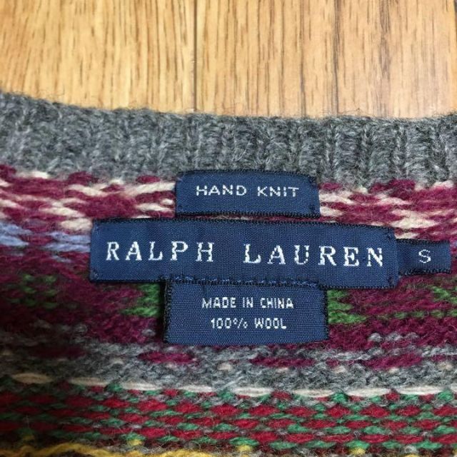 Ralph Lauren(ラルフローレン)の90s ラルフローレン HAND KNIT WOOL セーター グレー S レディースのトップス(ニット/セーター)の商品写真