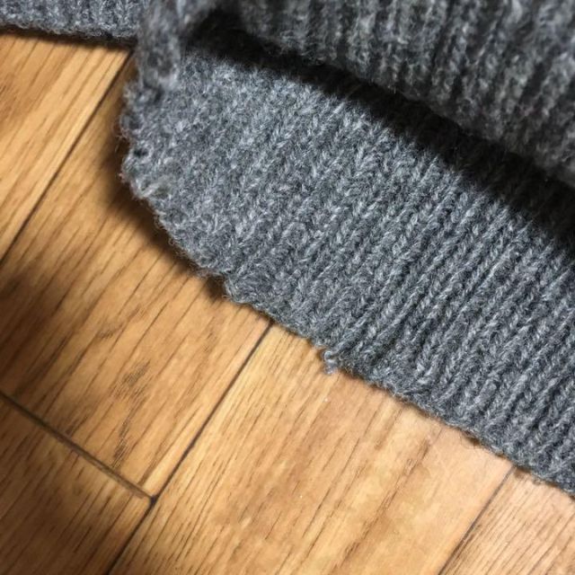 Ralph Lauren(ラルフローレン)の90s ラルフローレン HAND KNIT WOOL セーター グレー S レディースのトップス(ニット/セーター)の商品写真