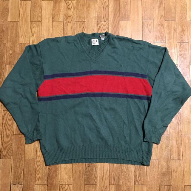 GAP(ギャップ)の80〜90s 香港製 OLD GAP 白タグ ウール ニットセーター 緑 L メンズのトップス(ニット/セーター)の商品写真