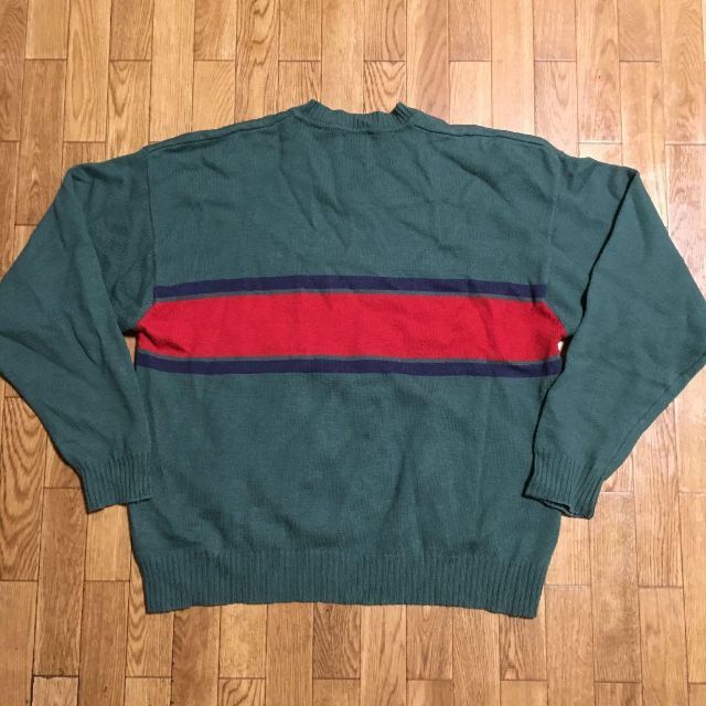 80〜90s 香港製 OLD GAP 白タグ ウール ニットセーター 緑 L ニット/セーター
