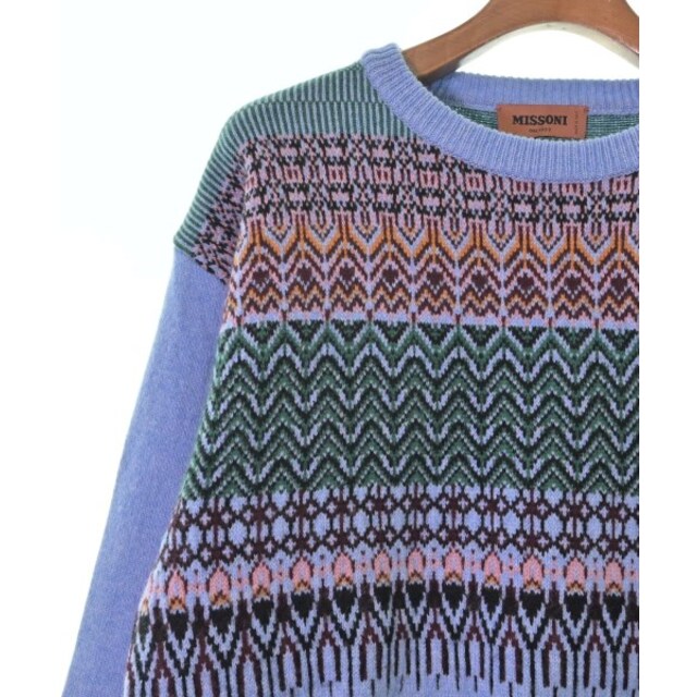 MISSONI ミッソーニ ニット・セーター L 青x緑x 茶等(総柄) 【古着】【中古】