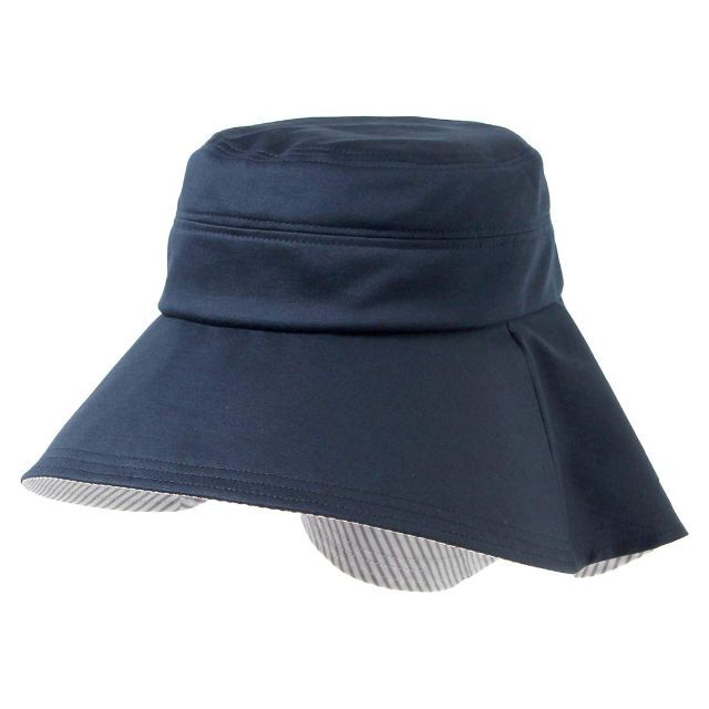 【色: ネイビー】アンシャポー UVケア帽子 レディース タレ付 ネックガード