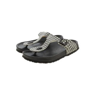 ビルケンシュトック(BIRKENSTOCK)のBIRKENSTOCK サンダル 25cm 黒系x白(チェック) 【古着】【中古】(サンダル)