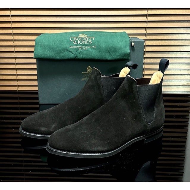 23最新CROCKETT&JONES chelsea8ブラック8Eラスト341