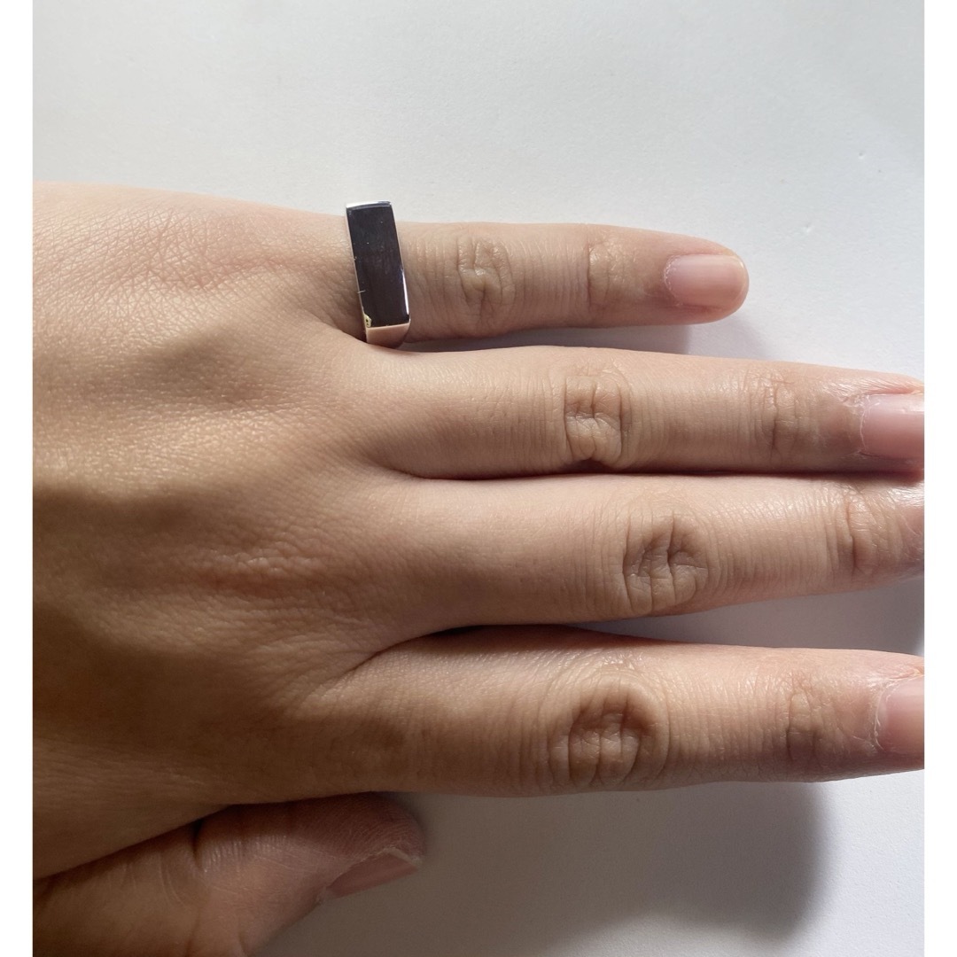 細い印台シルバー925リング シグネットスクエア四角ユニセックス12号Aに⑤ メンズのアクセサリー(リング(指輪))の商品写真