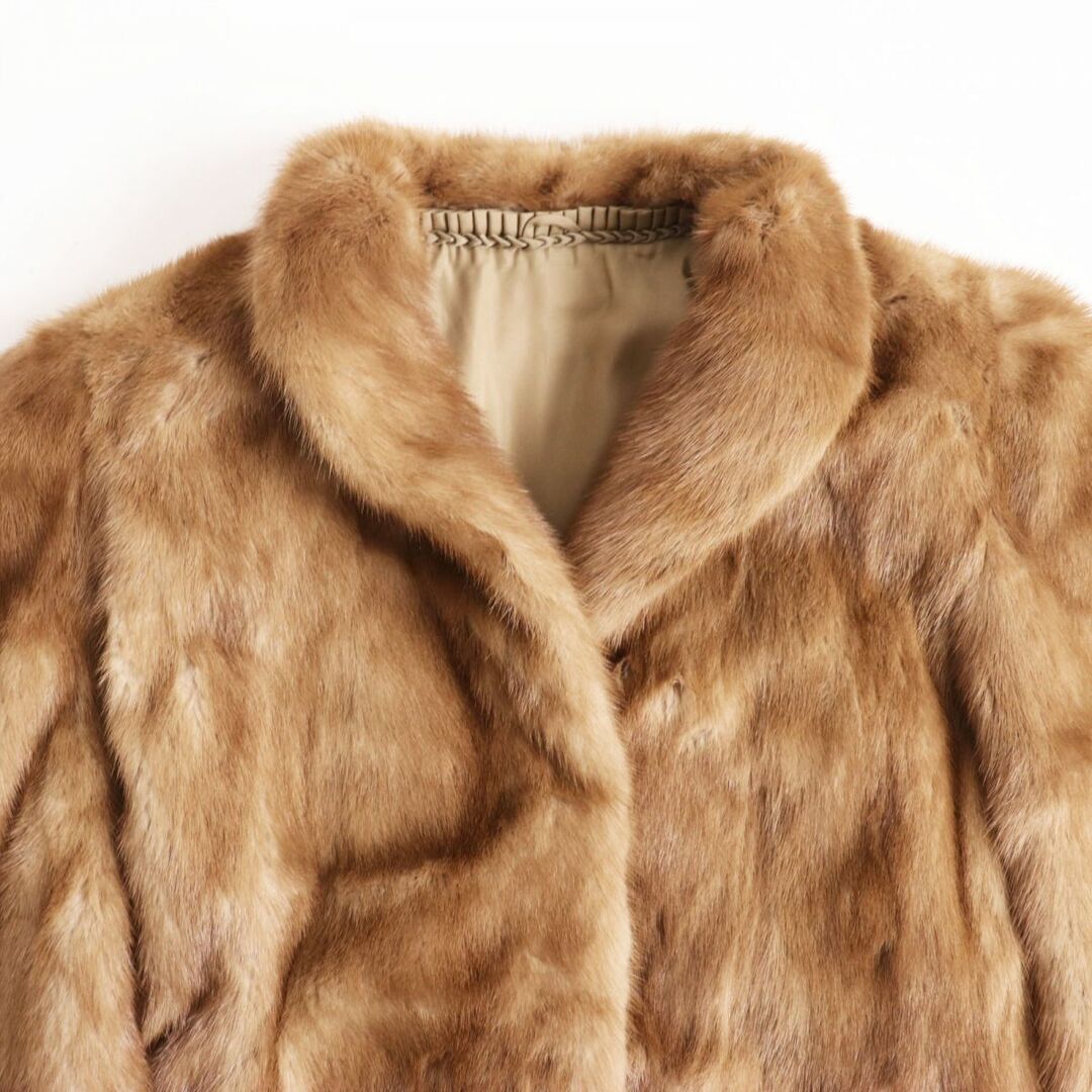 極美品▼MINK ミンク 本毛皮コート ブラウン 大きいサイズ15号 毛質艶やか・柔らか◎