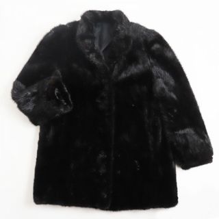 【美品高級】 黒ミンク コート リアルファー 毛皮 13号