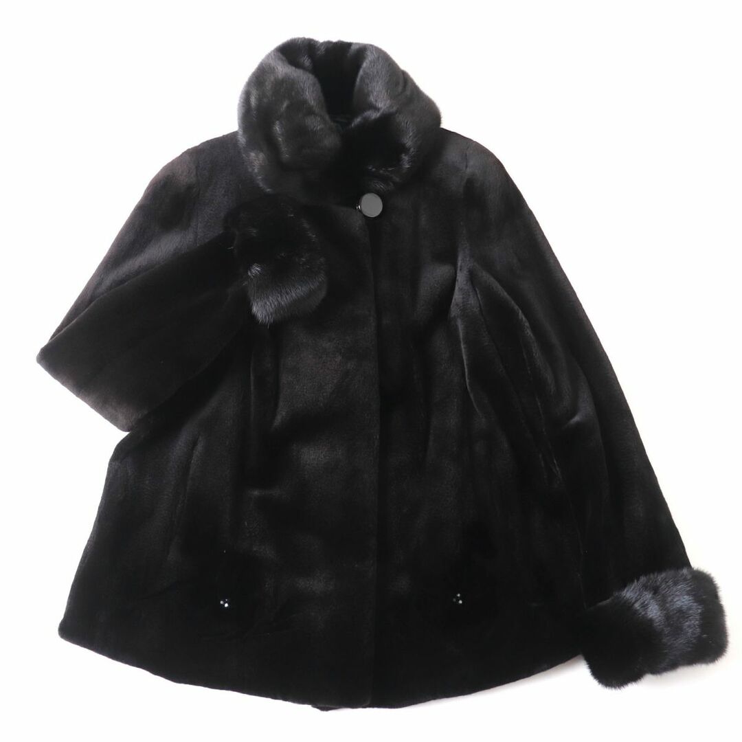 極美品 SAGA FURS サガ MINK シェアードミンク×襟・袖ミンク 花