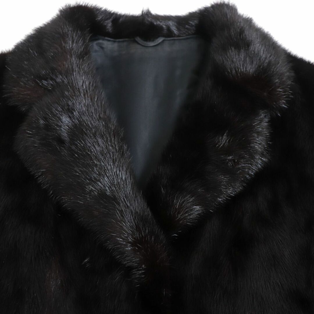 毛並み極美品▽MINK ミンク 本毛皮コート ダークブラウン 13号 毛質艶