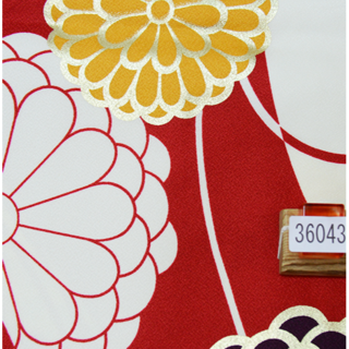 二尺袖着物 単品 仕立て上がり 豪華絢爛 ショート 赤×白 NO36043-03