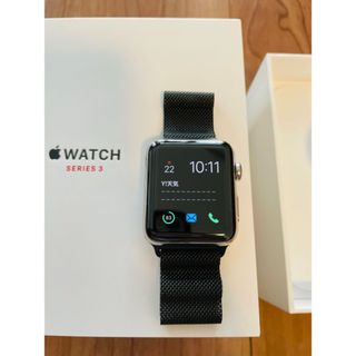 アップル(Apple)の【中古:美品】Apple watch 3 ステンレススチール/ミラネーゼループ(腕時計(デジタル))