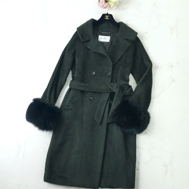 美品 白タグ MaxMara マックスマーラ ファー アルパカ コート