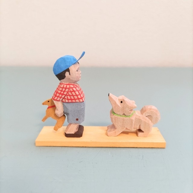 少年と犬 ドイツ木工芸品 エミールヘルビッヒ工房 ドイツ雑貨