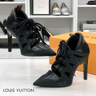 ルイヴィトン(LOUIS VUITTON)の5867 ヴィトン ストリームライン レザー メッシュ レースアップ パンプス (ハイヒール/パンプス)