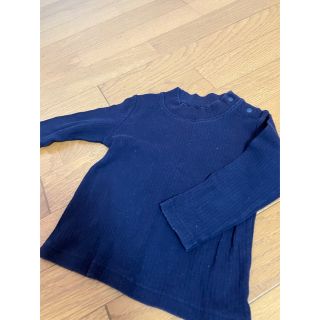 ユニクロ(UNIQLO)のユニクロ❤️ハイネック　長袖カットソー　ロンT  80cm ネイビー　定番(シャツ/カットソー)