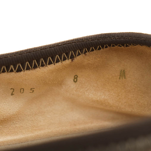 約8cmアウトソール全長サルヴァトーレフェラガモ バレエシューズ ヴァラ リボン ジラフ柄 フラットパンプス ブランド靴 レディース 8サイズ ブラウン Ferragamo