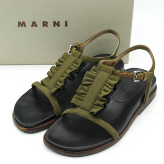 マルニ(Marni)のマルニ サンダル フリル Tストラップ フラットサンダル イタリア製 シューズ ブランド 靴 レディース 36サイズ カーキ MARNI(サンダル)