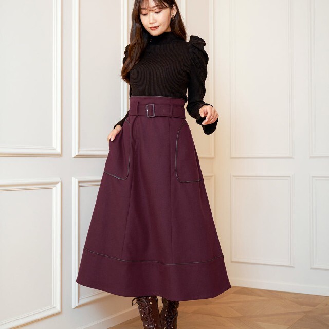herlipto新品Belted Trimmed Midi Skirt