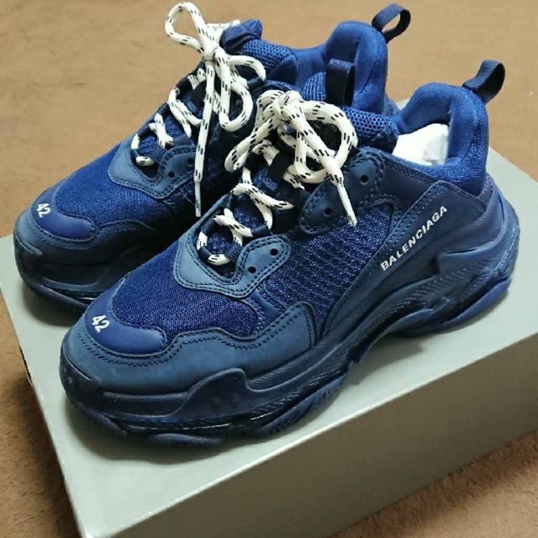 輝い Balenciaga 42【半額以下】【美品】 ネイビークリアソール