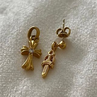 クロムハーツ(Chrome Hearts)のクロムハーツ　22k 2P ダイヤ　ベビーファットクロス チャーム ペンダント(ネックレス)