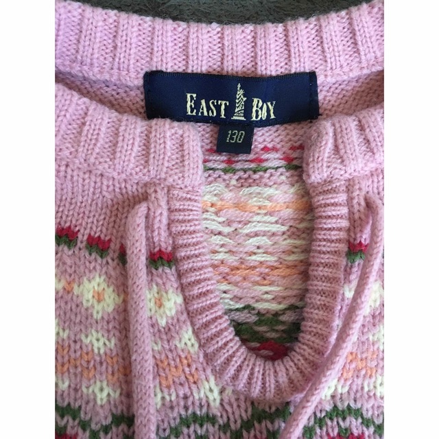 EASTBOY(イーストボーイ)の【EAST BOY】お花模様ニットポンチョ ピンク 130cm キッズ/ベビー/マタニティのキッズ服女の子用(90cm~)(ジャケット/上着)の商品写真