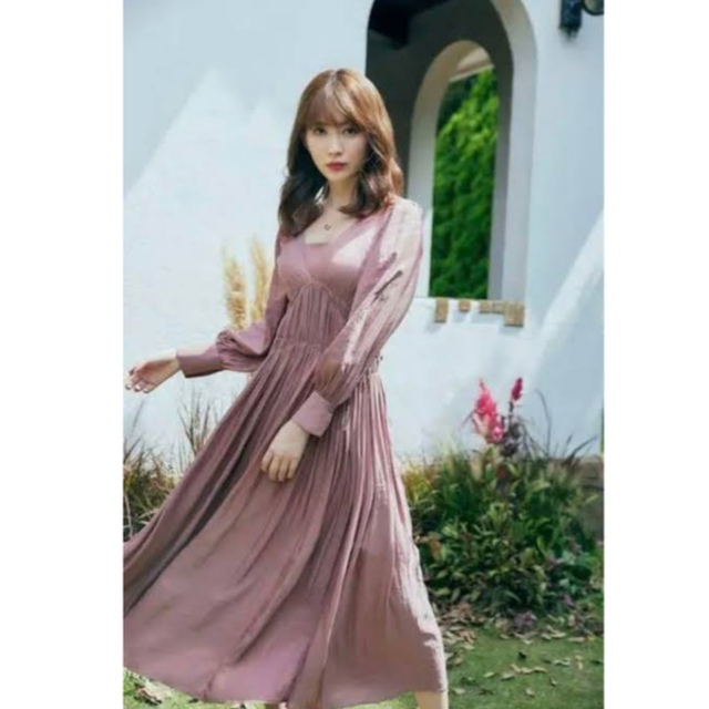 Side Bow Satin Long Dress♡