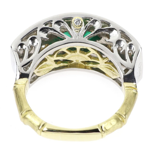 K18YG/Pt900 エメラルド ダイヤモンド リング 1.01ct D0.53ct - 1