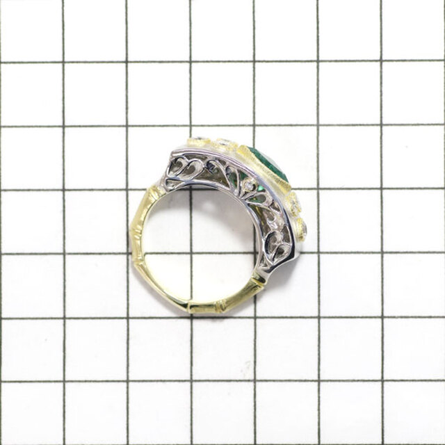 K18YG/Pt900 エメラルド ダイヤモンド リング 1.01ct D0.53ct - 2