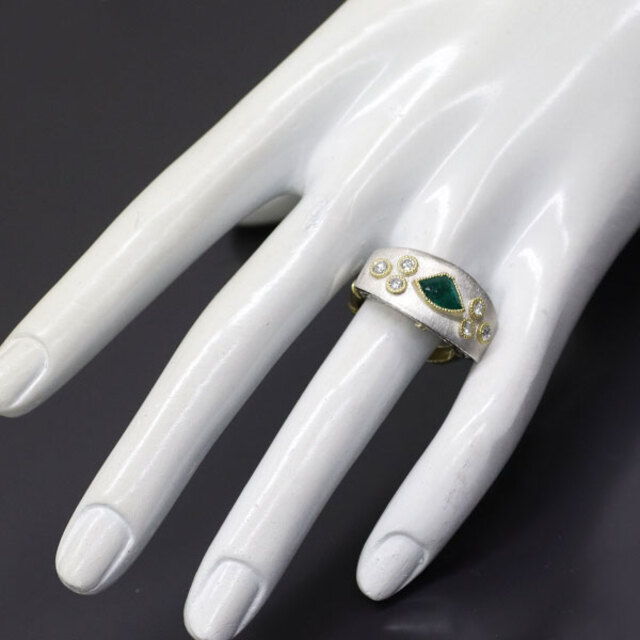 K18YG/Pt900 エメラルド ダイヤモンド リング 1.01ct D0.53ct - 3