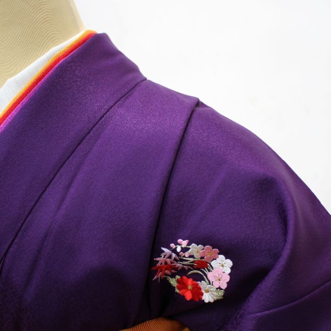 袴用着物 二尺袖 小振り袖 卒業式 ショート丈 紫 無地 新品 未使用
