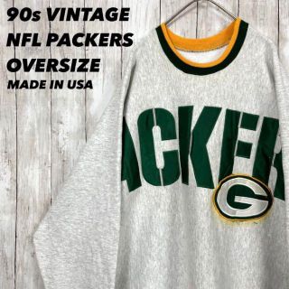 90sヴィンテージUSA製NFLパッカーズビッグ刺繍ロゴスエットトレーナーXXL(スウェット)