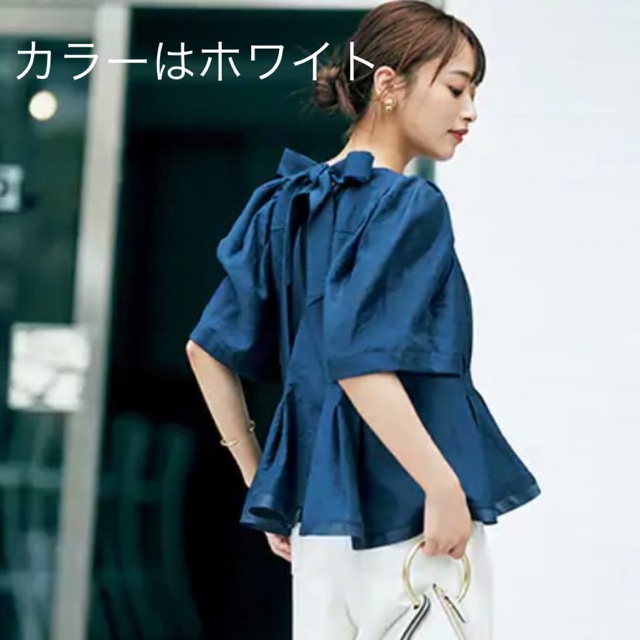 LOHEN ローヘン 袖ギャザーリボンブラウス ネイビー LOHEN ローヘン 袖ギャザーリボンブラウス ネイビー