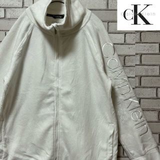 カルバンクライン(Calvin Klein)のCalvin Klein フリースジャケット ビッグ刺繍 ホワイト レディースL(その他)