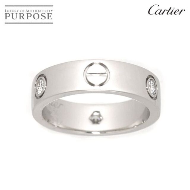 Cartier - カルティエ Cartier ラブ #54 リング ハーフ ダイヤ 3P K18 WG ホワイトゴールド 750 指輪 VLP 90181666