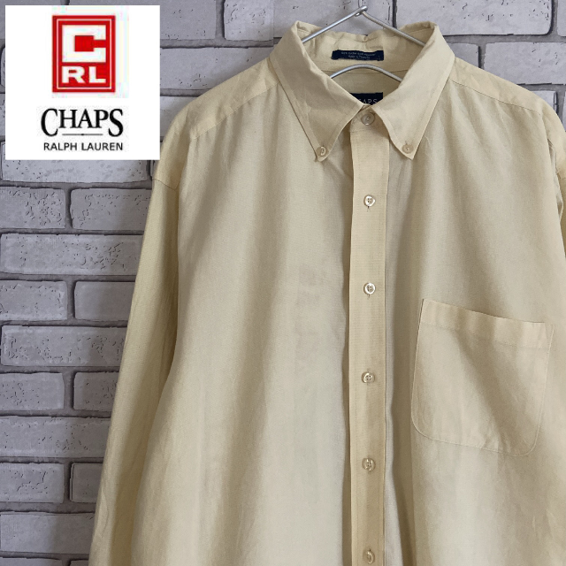 CHAPS(チャップス)の古着 CHAPS チャップス 長袖BDシャツ カラーシャツ イエロー メンズL メンズのトップス(シャツ)の商品写真